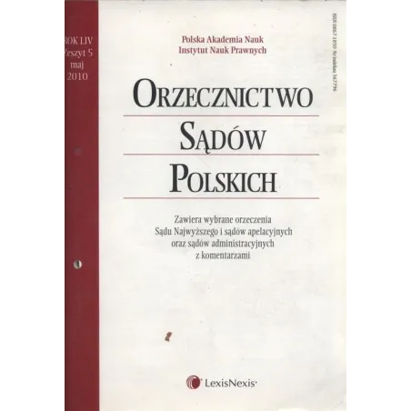 ORZECZNICTWO SĄDÓW POLSKICH 5/2010 - LexisNexis