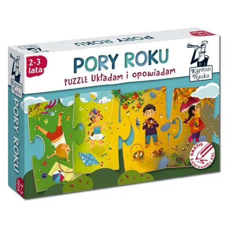 PORY ROKU UKŁADAM I OPOWIADAM PUZZLE 10 ELEMENTÓW + KOLOROWANKA XXL KAPITAN NAUKA 2+ - Edgard