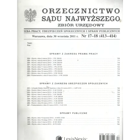 ORZECZNICTWO SĄDU NAJWYŻSZEGO IZBA PRACY UBEZPIECZEŃ SPOŁECZNYCH I SPRAW PUBLICZNYCH - LexisNexis