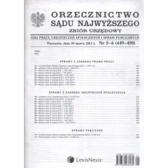 ORZECZNICWO SĄDU NAJWYŻSZEGO ZBIÓR URZĘDOWY 5-6 / 2013 - LexisNexis