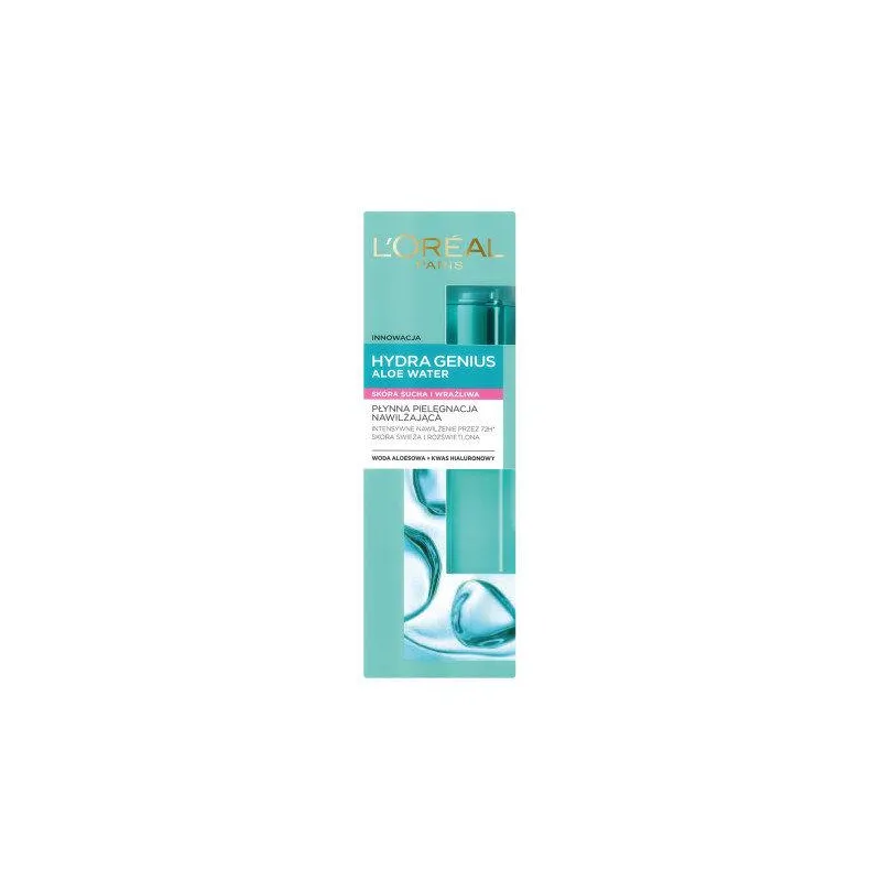 L\'OREAL PARIS HYDRA GENIUS ALOE WATER PŁYNNA PIELĘGNACJA NAWILŻAJĄCA SKÓRA SUCHA/WRAŻLIWA 70 ML