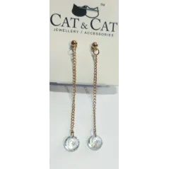 KOLCZYKI WKRĘTKI WISZĄCE KRYSZTAŁKI - Cat & Cat