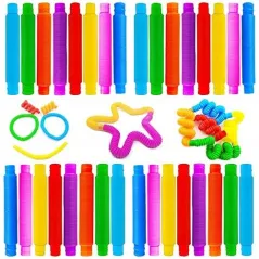 ZESTAW 12 DUŻYCH RUREK SENSORYCZNYCH POP TUBES XL ANTYSTRESOWE 3+