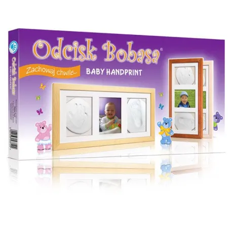 POTRÓJNA RAMKA Z GLINKĄ BRĄZOWA ODCISK BOBASA