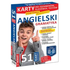 JĘZYK ANGIELSKI. GRAMATYKA. 51 KART EDUKACYJNYCH KLASY 5-8 - Demart