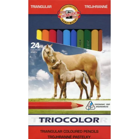 KREDKI TRÓJKĄTNE GRUBE TRICOLOR KOH-I-NOOR - Koh-I-Noor