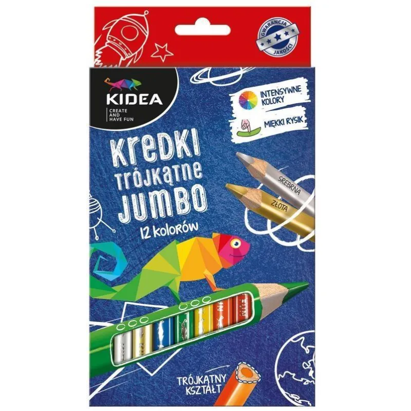 KREDKI TRÓJKĄTNE GRUBE 12 KOLORÓW