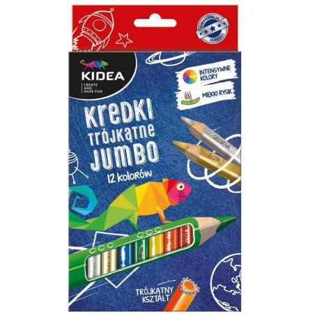 KREDKI TRÓJKĄTNE GRUBE 12 KOLORÓW