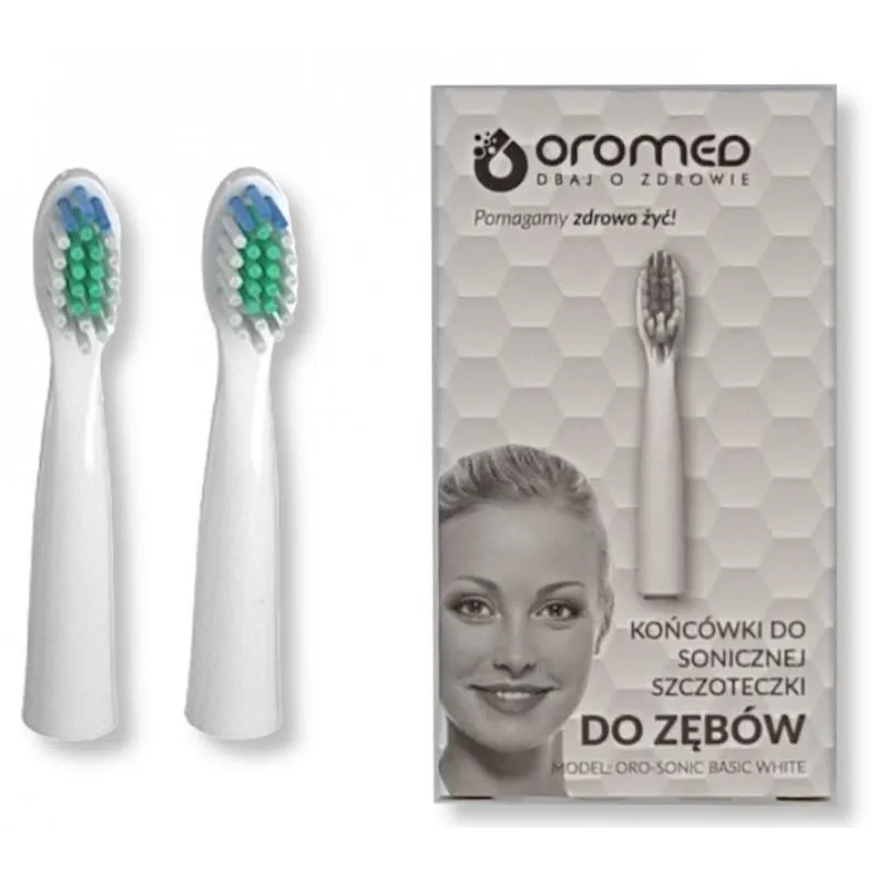 OROMED SONIC BASIC WHITE KOŃCÓWKI DO SZCZOTECZKI SONICZNEJ 2 SZTUKI – BIAŁE, ORYGINALNE, PRECYZYJNE