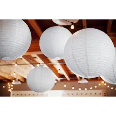 Lampion Papierowy Biały Dekoracyjny 45 Cm