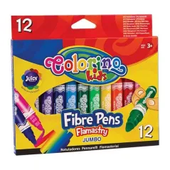 FLAMASTRY Z OKRĄGŁĄ KOŃCÓWKĄ 12 KOLORÓW COLORINO KIDS - Patio