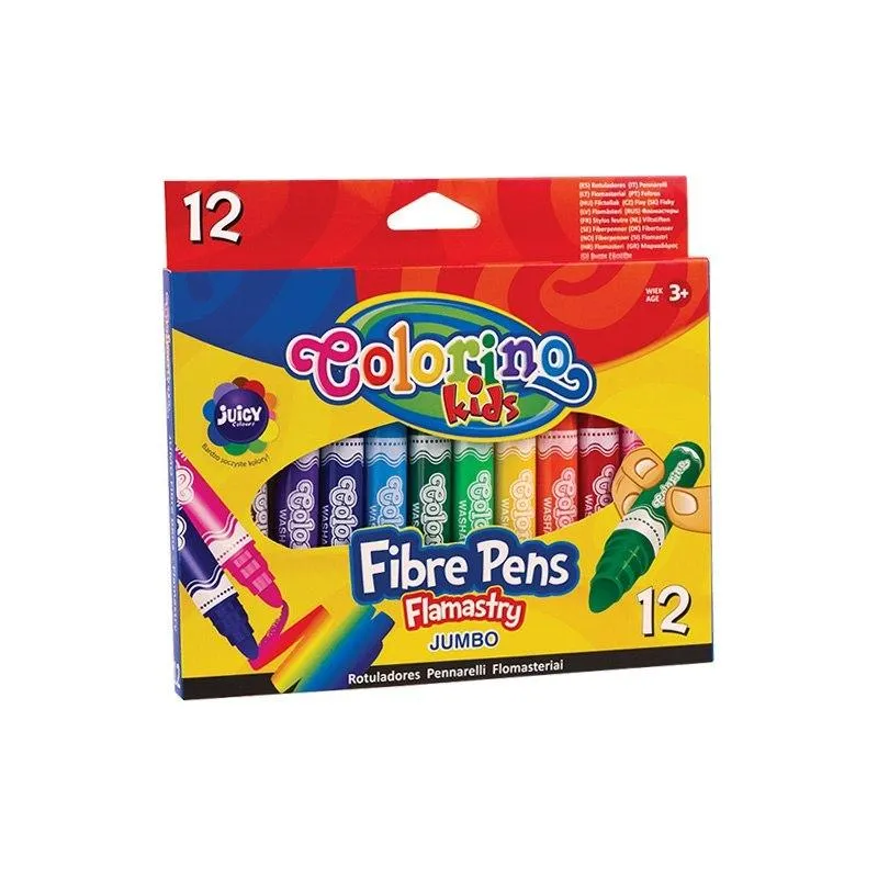 FLAMASTRY Z OKRĄGŁĄ KOŃCÓWKĄ 12 KOLORÓW COLORINO KIDS - Patio