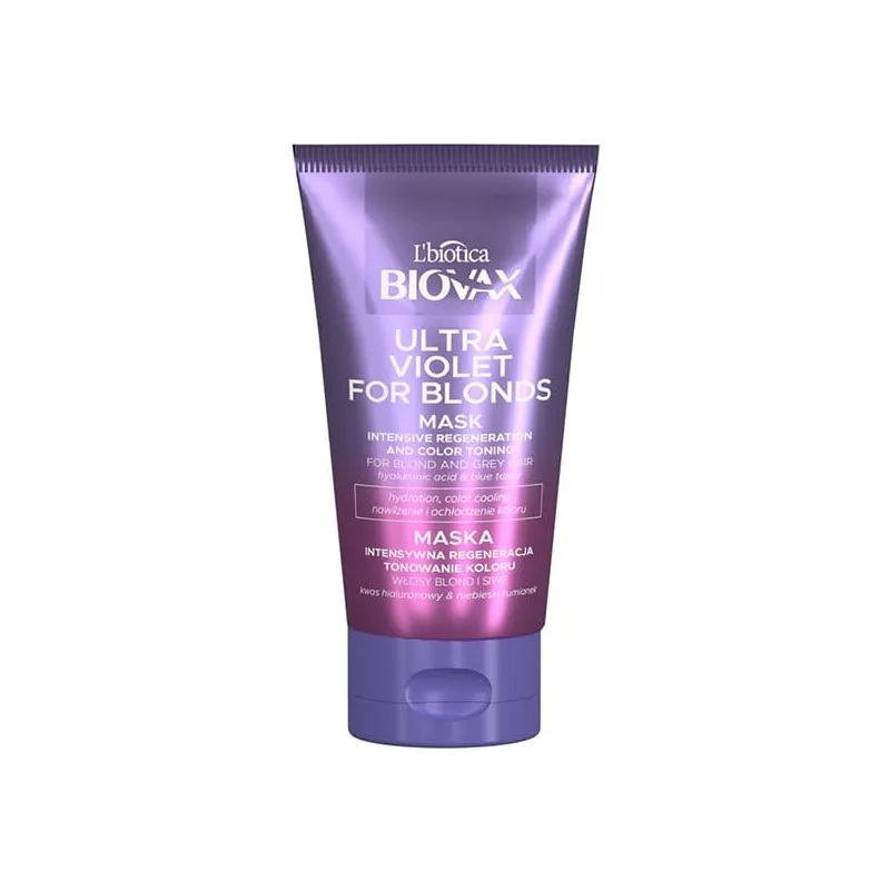 MASKA INTENSYWNA REGENERACJA TONOWANIE KOLORU WŁOSY BLOND I SIWE ULTRA VIOLET 150ML L`BIOTICA