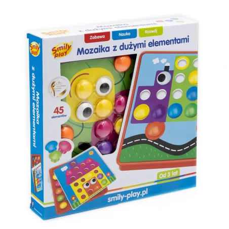UKŁADANKA GUZICZKOWA MOZAIKA Z DUŻYMI ELEMENTAMI SMILY PLAY 3+