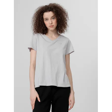 T-SHIRT KOSZULKA DAMSKA 4F TSD352 BAWEŁNA LUŹNY KRÓJ DEKOLT V