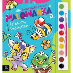 ZWIERZĄTKA NA WSI. MALOWANKA Z FARBKAMI I PĘDZELKIEM II GATUNEK
