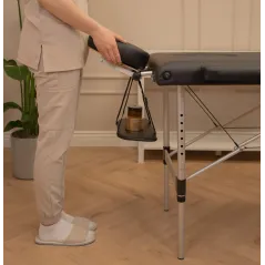 PROFESJONALNY STÓŁ DO MASAŻU CZARNY 60 CM – SKŁADANY, ZAGŁÓWEK, PODŁOKIETNIKI, TORBA