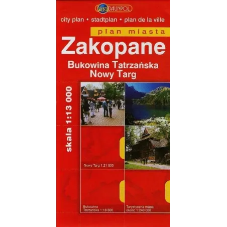 Zakopane Bukowina Tatrzańska Nowy Targ plan miasta skala 1:13 000 Praca Zbiorowa