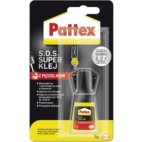 KLEJ BŁYSKAWICZNY PATTEX S.O.S. 5G Z PĘDZELKIEM – WODOODPORNY, WYTRZYMAŁY, PRZEZROCZYSTY