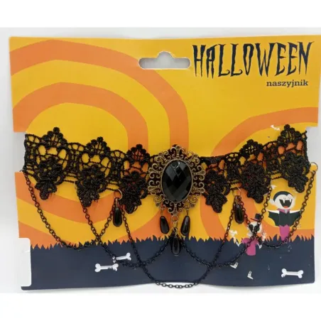 Naszyjnik Choker Koronkowy Z Ozdobnymi Koralikami Gotycki Halloween Jumi