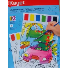 KOLOROWANKA Z FARBAMI I PĘDZĘLKIEM KAYET 3+