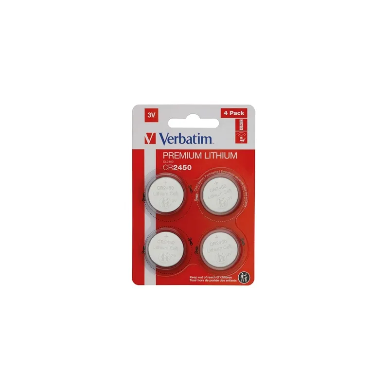 VERBATIM LITOWE BATERIE MONETOWE CR2450 3V 4 SZTUKI
