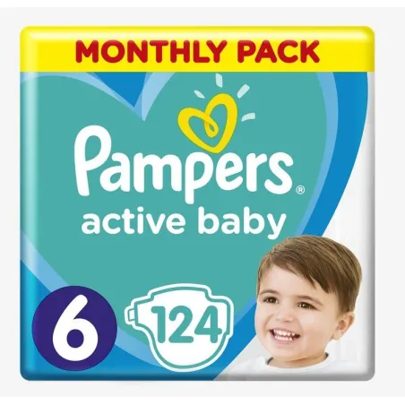 PIELUCHY PAMPERS ACTIVE BABY 6 MEGA BOX 124 SZT 13-18 KG+