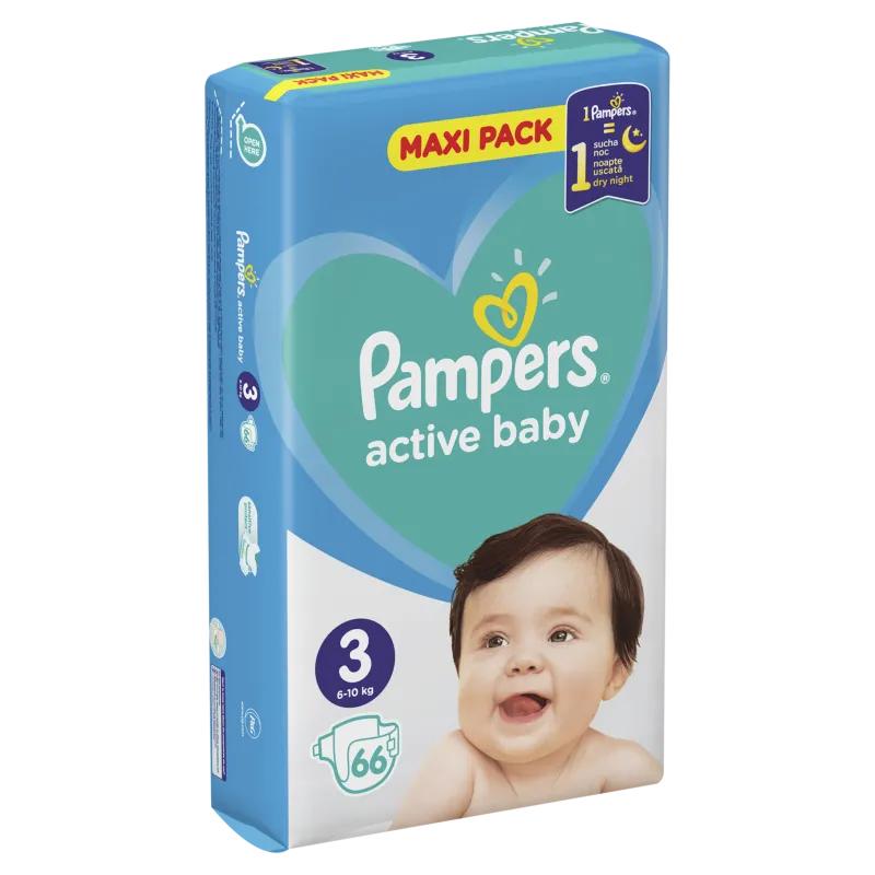 PIELUSZKI PAMPERS ACTIVE BABY ROZMIAR 3 6-10 KG 66 SZT. - Procter & Gamble