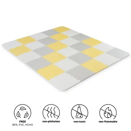 MATA PODŁOGOWA PIANKOWA BIAŁA/SZARA/ŻÓŁTA 150 X 180 CM KINDERKRAFT LUNO 10 M+