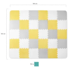 Mata Podłogowa Piankowa Biała/Szara/Żółta 150 X 180 Cm Kinderkraft Luno 10 M+