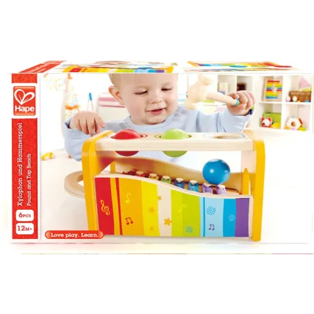 KSYLOFON HAPE POUND AND TAP BENCH Z PIŁECZKAMI DLA DZIECI 12M+