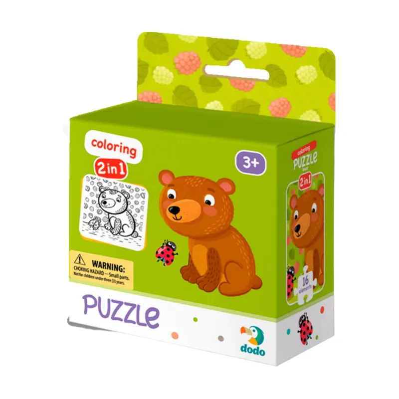 MISIEK PUZZLE Z KOLOROWANKĄ 16 ELEMENTÓW 3+