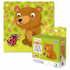 MISIEK PUZZLE Z KOLOROWANKĄ 16 ELEMENTÓW 3+