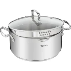 GARNEK TEFAL DUETTO+ 20CM 2,7L Z POKRYWKĄ – STAL NIERDZEWNA, DO WSZYSTKICH KUCHENEK