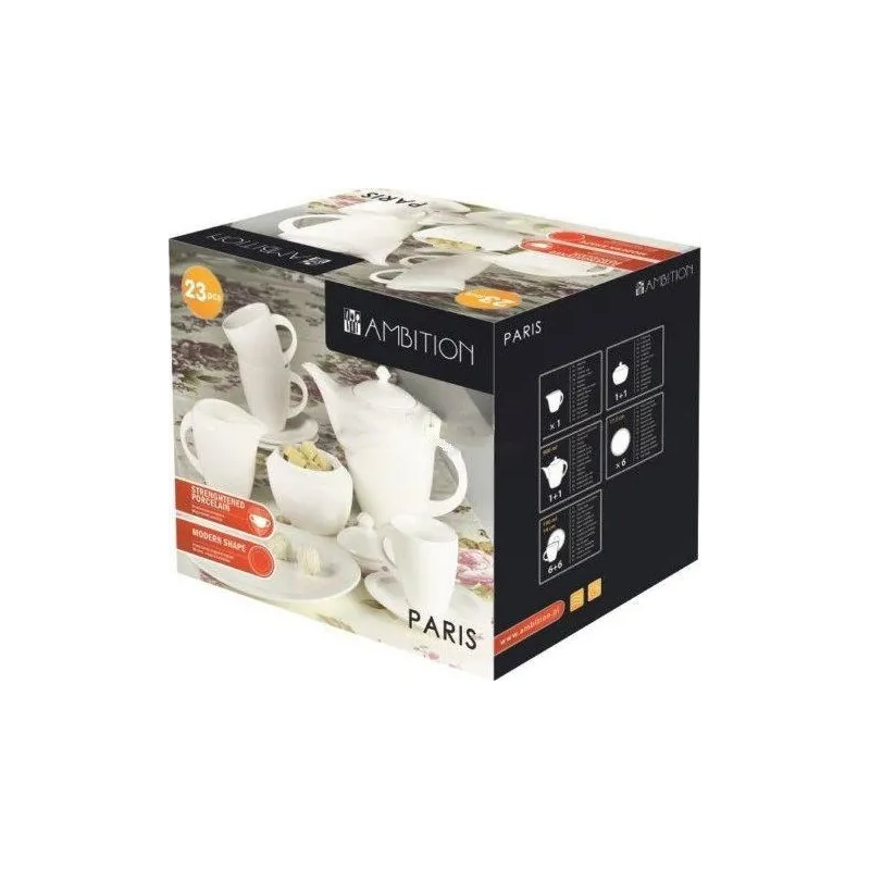 KOMPLET DESEROWY PARIS 23-ELEMENTOWY AMBITION – PORCELANA NEW BONE CHINA II GATUNEK KOMPLET DESEROWY PARIS 23-ELEMENTOWY AMBITION – PORCELANA NEW BONE CHINA II GATUNEK