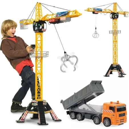 MEGA DŹWIG ŻURAW Z DŹWIĘKIEM 120 CM STEROWANY + WYWROTKA DICKIE TOYS 3+