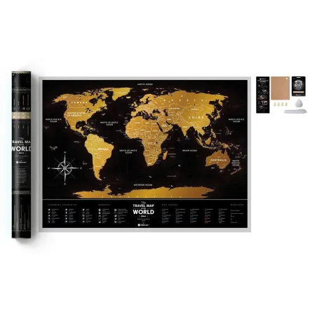 Mapa Zdrapka Świat Travel Map Black World 80 X 60 Cm
