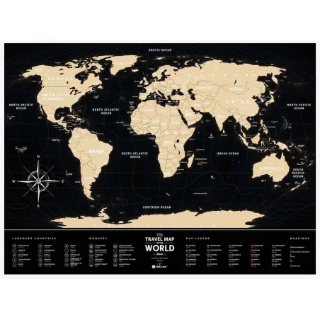 Mapa Zdrapka Świat Travel Map Black World 80 X 60 Cm