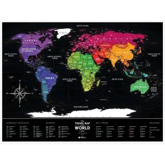 MAPA ZDRAPKA ŚWIAT TRAVEL MAP BLACK WORLD 80 X 60 CM