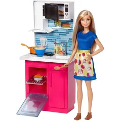 LALKA BARBIE Z KUCHNIĄ I AKCESORIAMI MATTEL 3+