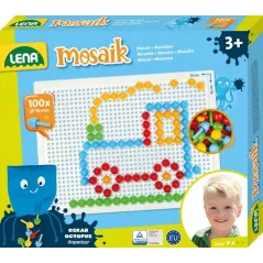 MOZAIKA KOLOROWA 100 ELEMENTÓW ZESTAW KREATYWNY LENA 3+