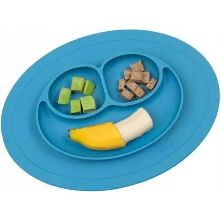 Silikonowy Talerzyk Z Podkładką Mini Mat Niebieski 2W1