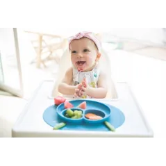 SILIKONOWY TALERZYK Z PODKŁADKĄ MINI MAT NIEBIESKI 2W1