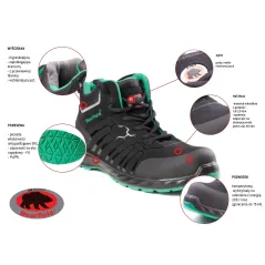 BUTY TRZEWIKI ROBOCZE BHP ROZMIAR 41 POLSTAR BEARFIELD PRESTON S3S SR FO CZARNE – KOMPOZYTOWY PODNOSEK, KEVLAROWA WKŁADKA