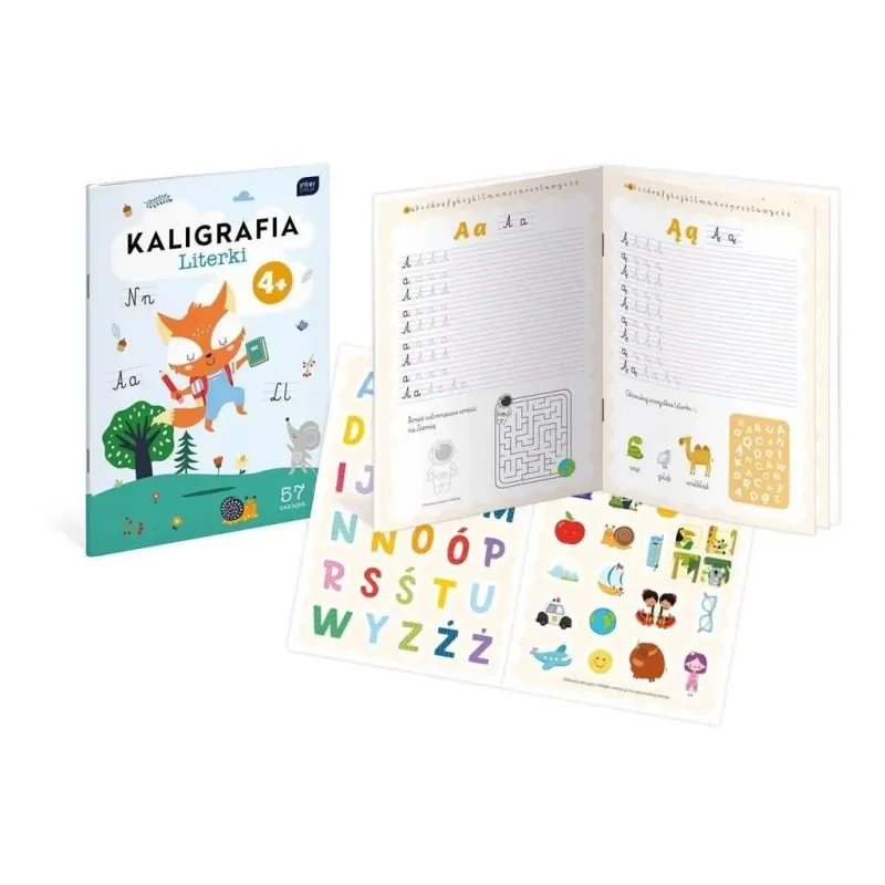 LITERKI. KALIGRAFIA Z NAKLEJKAMI 4+ LITERKI. KALIGRAFIA Z NAKLEJKAMI 4+