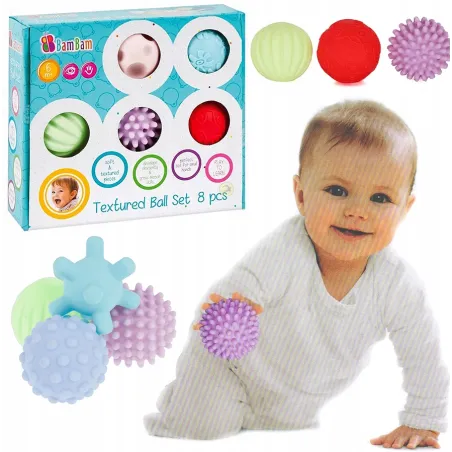 Piłeczki Sensoryczne Dla Niemowląt 8 Szt. Bam Bam 6M+