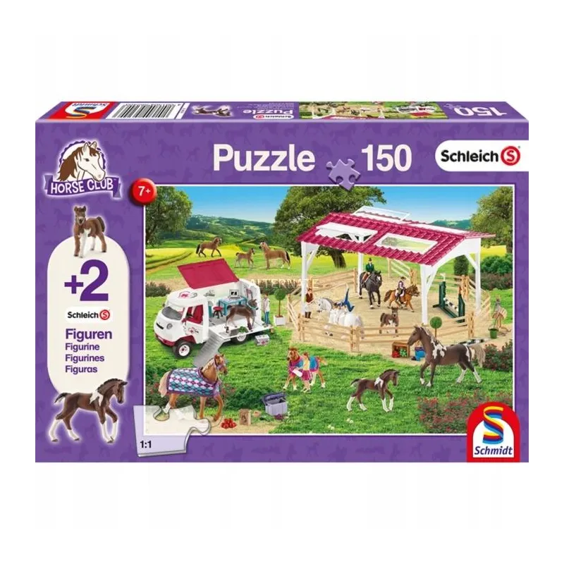PUZZLE WYBIEGO DLA KONIA 150 ELEMENTÓW + 2 FIGURKI SCHLEICH 7+