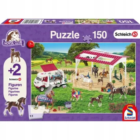 PUZZLE WYBIEGO DLA KONIA 150 ELEMENTÓW + 2 FIGURKI SCHLEICH 7+