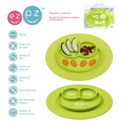 Silikonowy Talerzyk Z Podkładką 2W1 Zielony Mini Mat