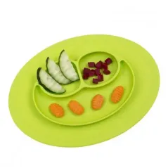 SILIKONOWY TALERZYK Z PODKŁADKĄ 2W1 ZIELONY MINI MAT